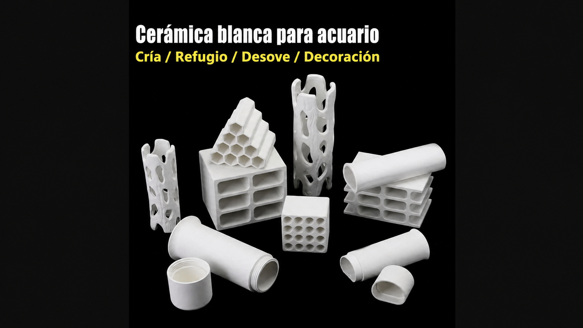 Cuevas de Cerámica Blancas para Acuario – Refugios para Peces de Fondo, Gambas y Alevines