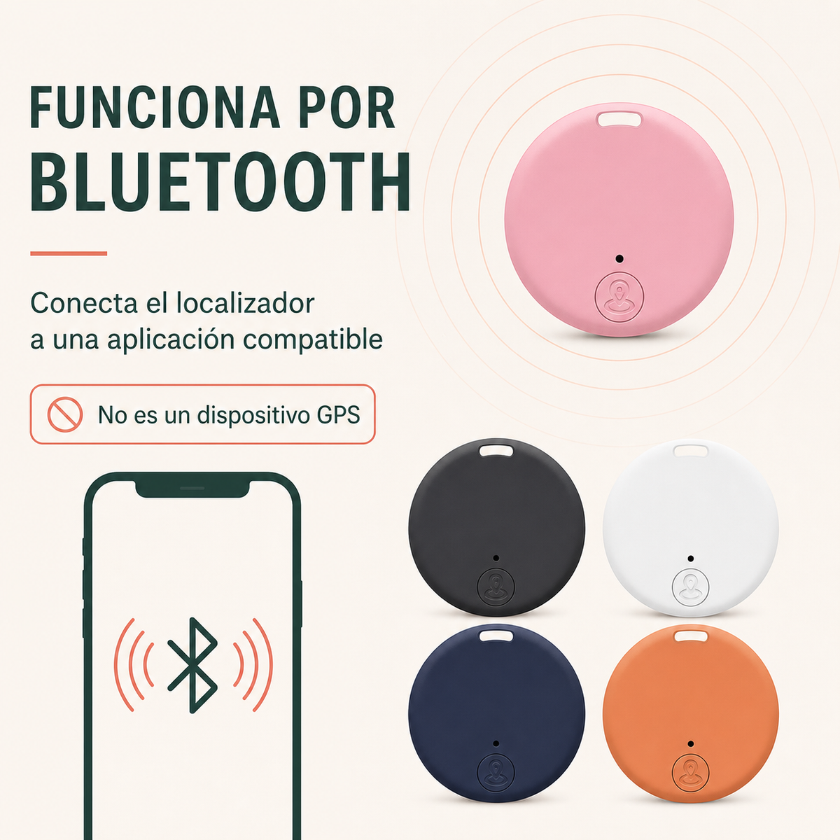 Localizador Bluetooth Antipérdida para Mascotas, Llaves y Equipaje