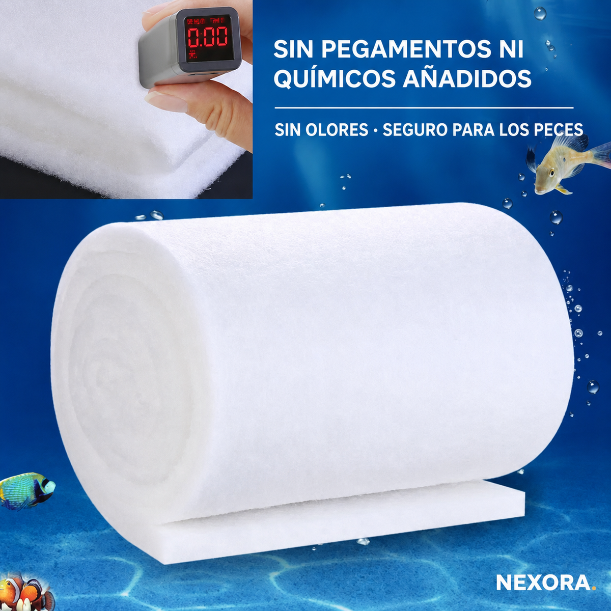 Esponja Filtrante Bioquímica Blanca de 3 cm para Acuario