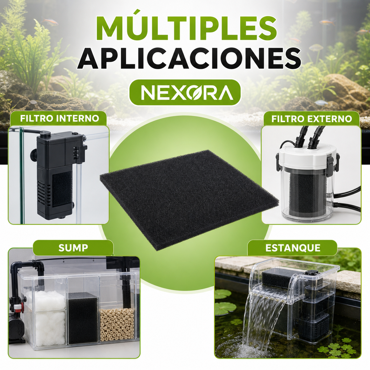 Esponja Filtrante Bioquímica para Acuario – Densidad y Medida a Elegir
