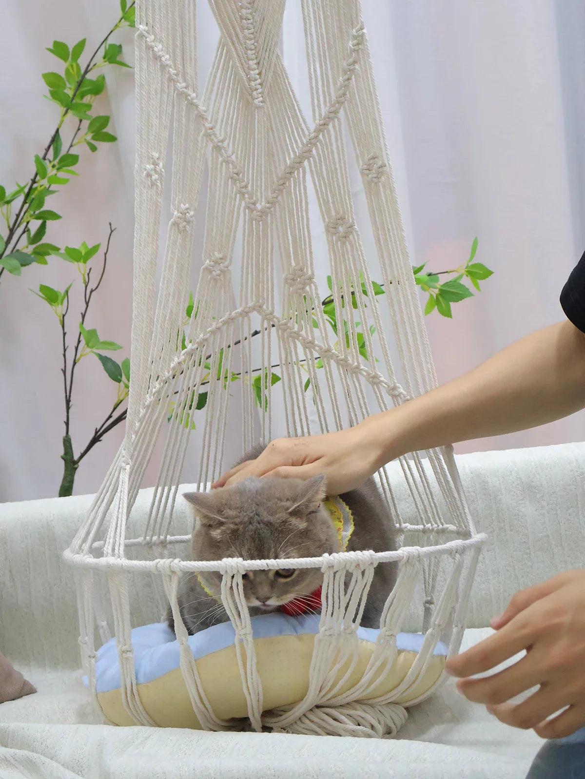 Hamaca Colgante de Macramé para Gatos – 40 cm