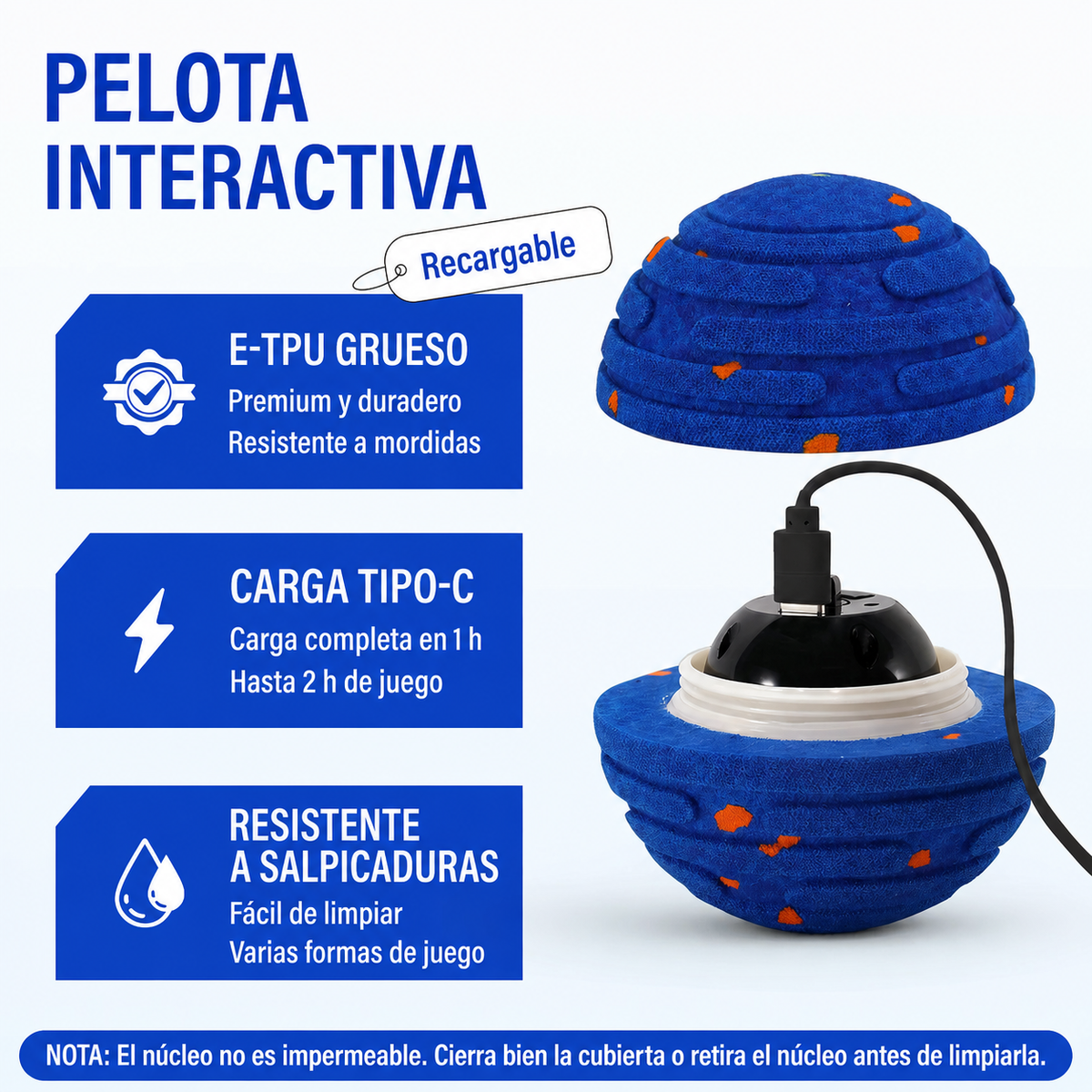 Pelota Interactiva Automática para Perros y Gatos