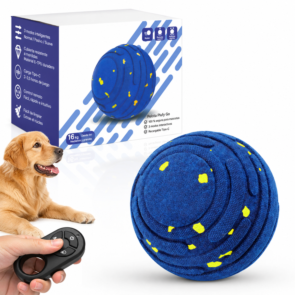 Pelota Interactiva Automática para Perros y Gatos